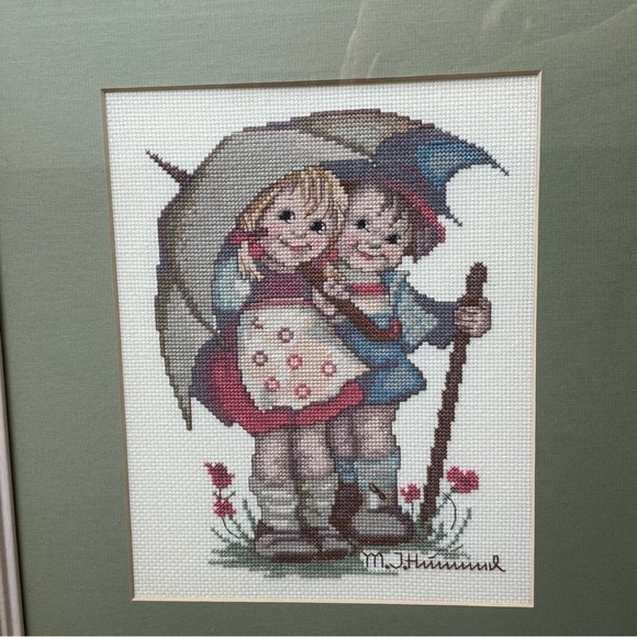 M.I. Hummel Cross Stitch Needle Point Framed Art Rare Vintage Wall Hanging Decor - Picture 3 of 11